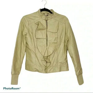 Jou Jou Faux Leather Ruffle Jacket